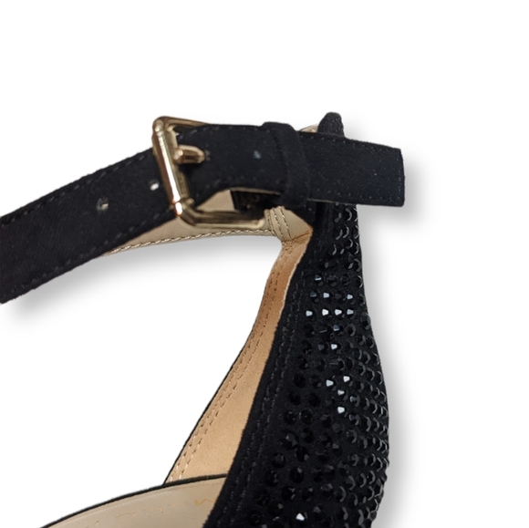 Marc Fisher Betye Black Rhinestone Sandal Pumps with Ankle Strap - Picture 8 of 8
